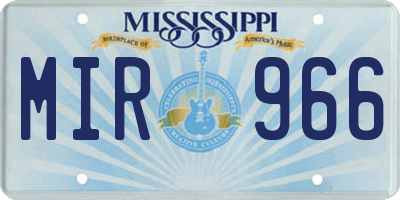 MS license plate MIR966
