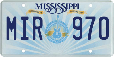 MS license plate MIR970