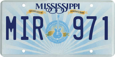 MS license plate MIR971