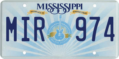 MS license plate MIR974