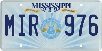MS license plate MIR976