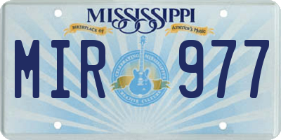 MS license plate MIR977