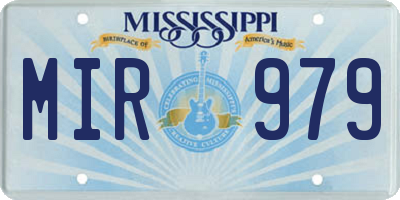 MS license plate MIR979