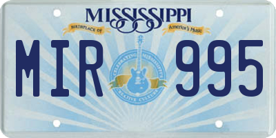MS license plate MIR995