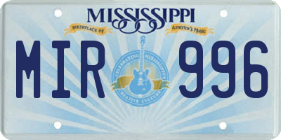 MS license plate MIR996