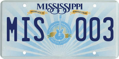 MS license plate MIS003
