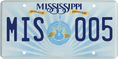MS license plate MIS005