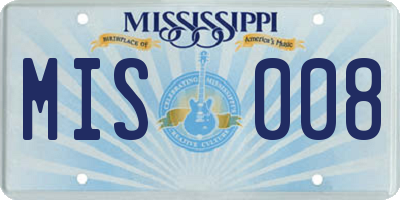 MS license plate MIS008