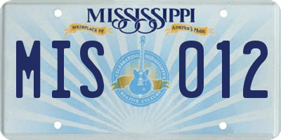 MS license plate MIS012