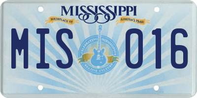 MS license plate MIS016