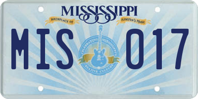 MS license plate MIS017