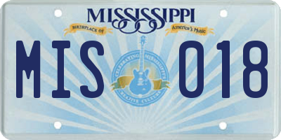 MS license plate MIS018