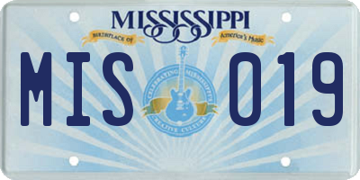 MS license plate MIS019