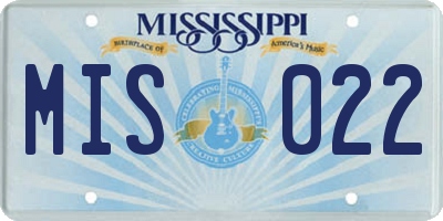 MS license plate MIS022