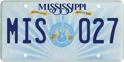 MS license plate MIS027