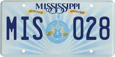 MS license plate MIS028