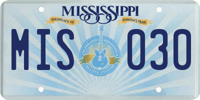 MS license plate MIS030