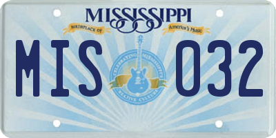 MS license plate MIS032