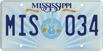 MS license plate MIS034