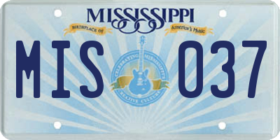 MS license plate MIS037