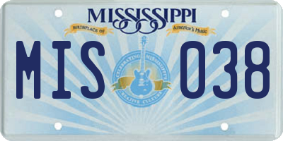 MS license plate MIS038
