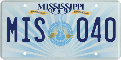 MS license plate MIS040