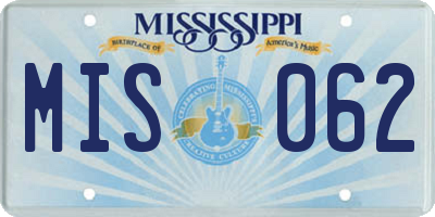 MS license plate MIS062