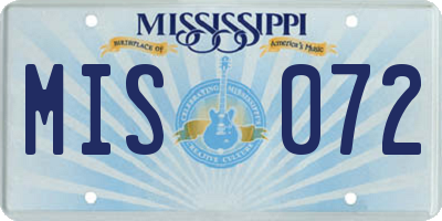 MS license plate MIS072
