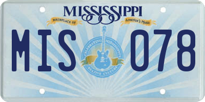 MS license plate MIS078
