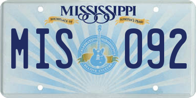 MS license plate MIS092