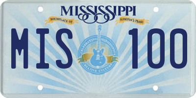 MS license plate MIS100