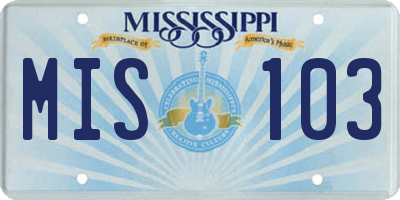 MS license plate MIS103