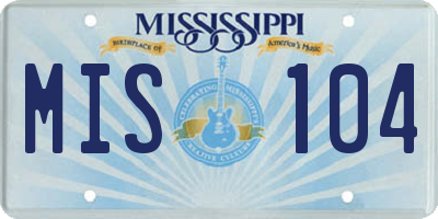 MS license plate MIS104