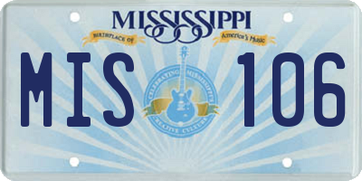 MS license plate MIS106