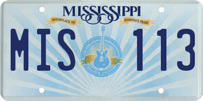 MS license plate MIS113