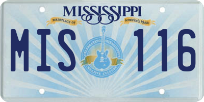 MS license plate MIS116