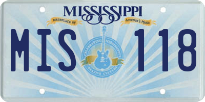 MS license plate MIS118