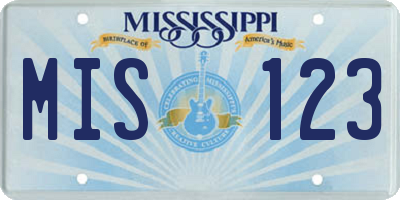 MS license plate MIS123
