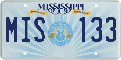 MS license plate MIS133
