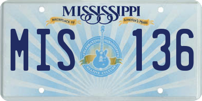 MS license plate MIS136
