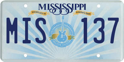 MS license plate MIS137