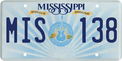 MS license plate MIS138