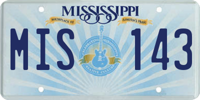 MS license plate MIS143