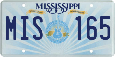 MS license plate MIS165