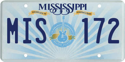 MS license plate MIS172