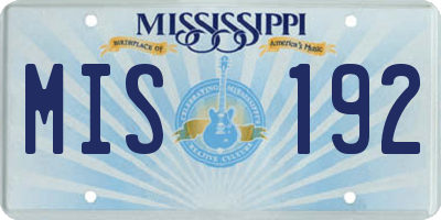 MS license plate MIS192