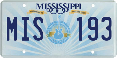 MS license plate MIS193