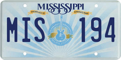 MS license plate MIS194