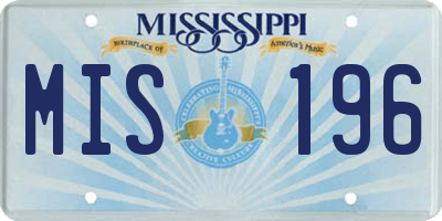 MS license plate MIS196