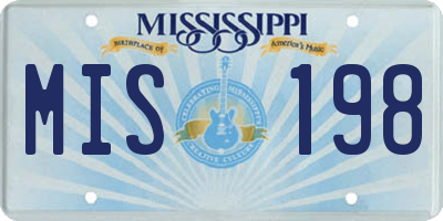 MS license plate MIS198